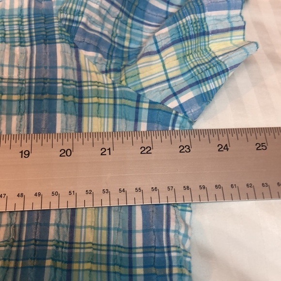 ALFRED DUNNER SZ 16 Blue Plaid Seersucker Button Down Short Sleeve  Cotton Blend - Picture 7 of 9